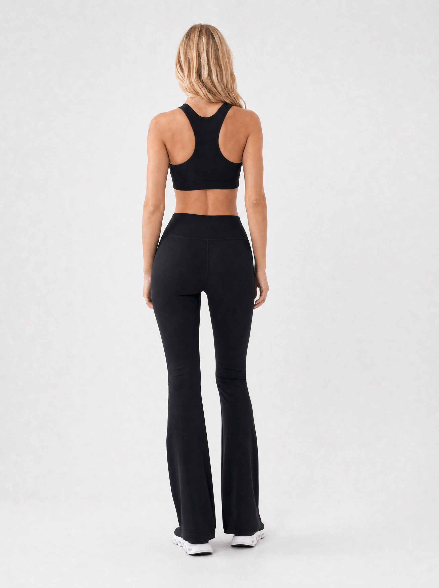 Bio Stretch-Leggings mit hoher Taille und Schlag