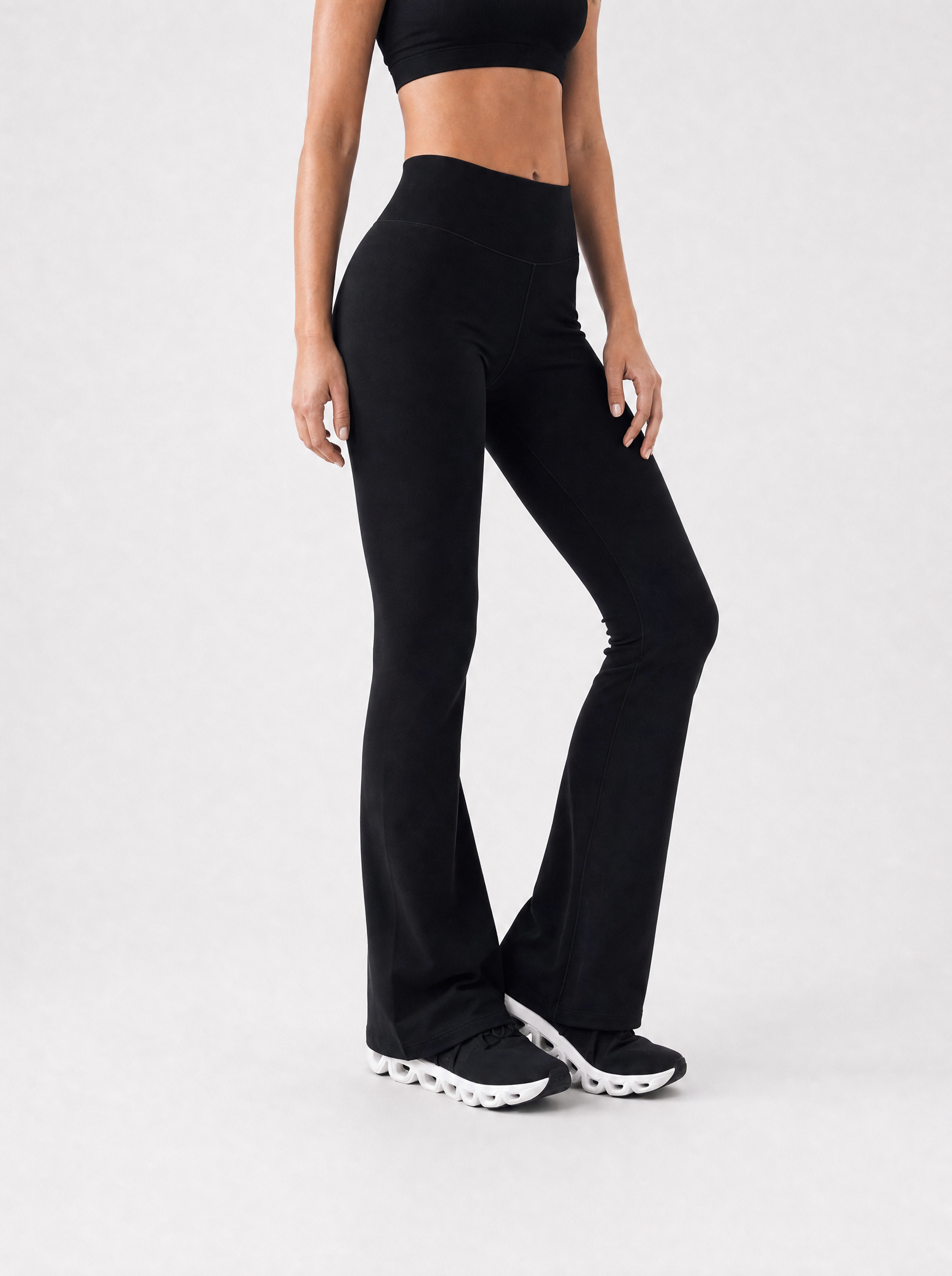 Bio Stretch-Leggings mit hoher Taille und Schlag